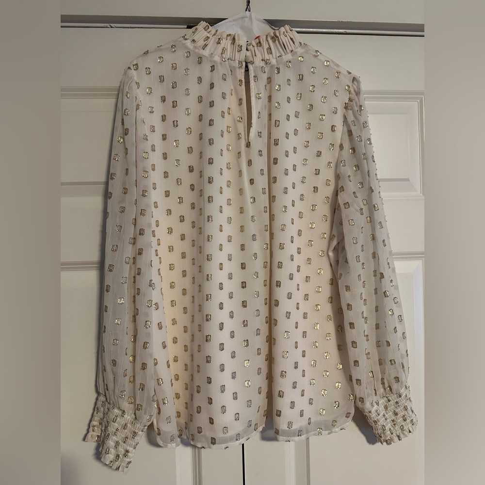 LOFT Sheer Blouse with Gold Accents - Picture 2 of 3
